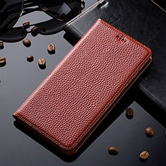 Funda de Cuero Cartera con Soporte Carcasa H02P para Apple iPhone 8 Marron