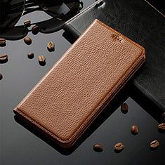 Funda de Cuero Cartera con Soporte Carcasa H02P para Apple iPhone Xs Marron Claro