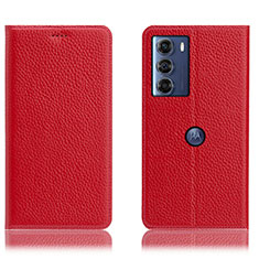 Funda de Cuero Cartera con Soporte Carcasa H02P para Motorola Moto Edge S30 5G Rojo