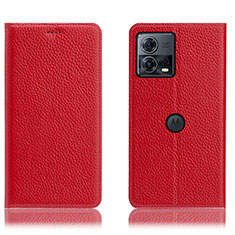 Funda de Cuero Cartera con Soporte Carcasa H02P para Motorola Moto Edge S30 Pro 5G Rojo