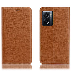 Funda de Cuero Cartera con Soporte Carcasa H02P para OnePlus Nord N300 5G Marron Claro