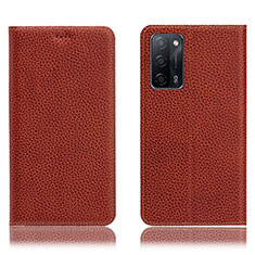 Funda de Cuero Cartera con Soporte Carcasa H02P para Oppo A53s 5G Marron