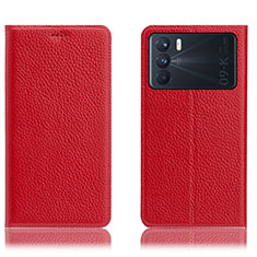 Funda de Cuero Cartera con Soporte Carcasa H02P para Oppo K9 Pro 5G Rojo