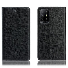 Funda de Cuero Cartera con Soporte Carcasa H02P para Oppo Reno5 Z 5G Negro