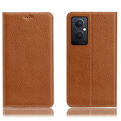 Funda de Cuero Cartera con Soporte Carcasa H02P para Oppo Reno7 Z 5G Marron Claro