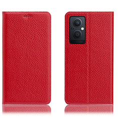 Funda de Cuero Cartera con Soporte Carcasa H02P para Oppo Reno7 Z 5G Rojo