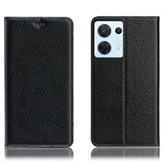 Funda de Cuero Cartera con Soporte Carcasa H02P para Oppo Reno8 5G Negro