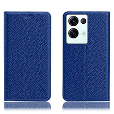 Funda de Cuero Cartera con Soporte Carcasa H02P para Oppo Reno8 Pro 5G Azul