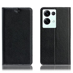 Funda de Cuero Cartera con Soporte Carcasa H02P para Oppo Reno8 Pro+ Plus 5G Negro