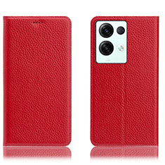 Funda de Cuero Cartera con Soporte Carcasa H02P para Oppo Reno8 Pro+ Plus 5G Rojo