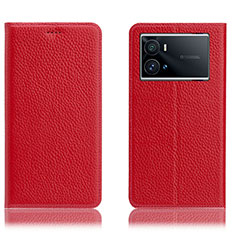 Funda de Cuero Cartera con Soporte Carcasa H02P para Vivo iQOO 9 5G Rojo