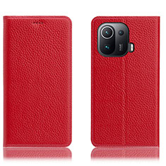 Funda de Cuero Cartera con Soporte Carcasa H02P para Xiaomi Mi 11 Pro 5G Rojo