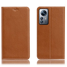 Funda de Cuero Cartera con Soporte Carcasa H02P para Xiaomi Mi 12 5G Marron Claro