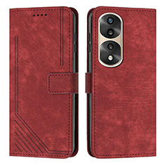 Funda de Cuero Cartera con Soporte Carcasa H02X para Huawei Honor 70 Pro+ Plus 5G Rojo