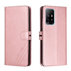 Funda de Cuero Cartera con Soporte Carcasa H02X para Oppo F19 Pro+ Plus 5G Oro Rosa