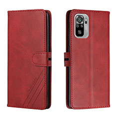 Funda de Cuero Cartera con Soporte Carcasa H02X para Xiaomi Redmi Note 10 4G Rojo