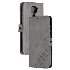 Funda de Cuero Cartera con Soporte Carcasa H02X para Xiaomi Redmi Note 9 Gris