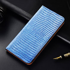 Funda de Cuero Cartera con Soporte Carcasa H03 para Apple iPhone 13 Azul Cielo