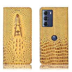 Funda de Cuero Cartera con Soporte Carcasa H03P para Motorola Moto Edge S30 5G Amarillo