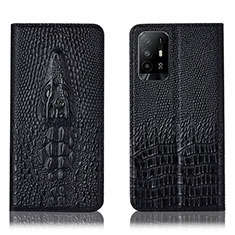 Funda de Cuero Cartera con Soporte Carcasa H03P para Oppo F19 Pro+ Plus 5G Negro