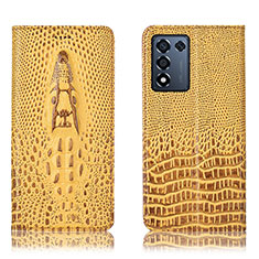 Funda de Cuero Cartera con Soporte Carcasa H03P para Oppo K9S 5G Amarillo