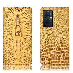 Funda de Cuero Cartera con Soporte Carcasa H03P para Oppo Reno7 Lite 5G Amarillo