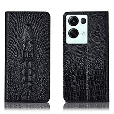 Funda de Cuero Cartera con Soporte Carcasa H03P para Oppo Reno8 Pro+ Plus 5G Negro