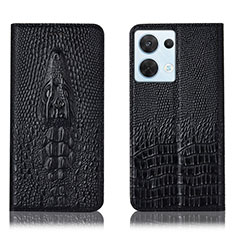 Funda de Cuero Cartera con Soporte Carcasa H03P para Oppo Reno9 5G Negro