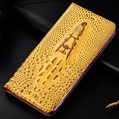 Funda de Cuero Cartera con Soporte Carcasa H03P para Samsung Galaxy S21 5G Amarillo