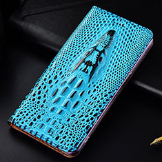 Funda de Cuero Cartera con Soporte Carcasa H03P para Samsung Galaxy S22 5G Azul Cielo