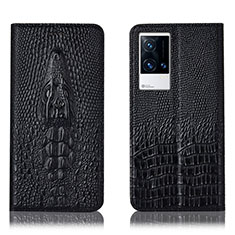 Funda de Cuero Cartera con Soporte Carcasa H03P para Vivo iQOO 8 Pro 5G Negro