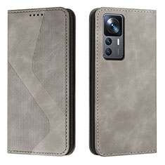 Funda de Cuero Cartera con Soporte Carcasa H03X para Xiaomi Mi 12T 5G Gris