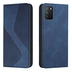 Funda de Cuero Cartera con Soporte Carcasa H03X para Xiaomi Poco M3 Azul