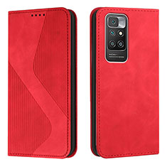 Funda de Cuero Cartera con Soporte Carcasa H03X para Xiaomi Redmi 10 4G Rojo