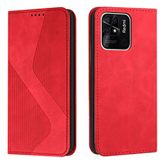 Funda de Cuero Cartera con Soporte Carcasa H03X para Xiaomi Redmi 10 Power Rojo