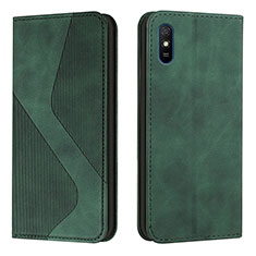 Funda de Cuero Cartera con Soporte Carcasa H03X para Xiaomi Redmi 9AT Verde