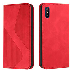 Funda de Cuero Cartera con Soporte Carcasa H03X para Xiaomi Redmi 9i Rojo