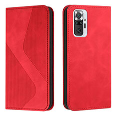 Funda de Cuero Cartera con Soporte Carcasa H03X para Xiaomi Redmi Note 10 Pro 4G Rojo