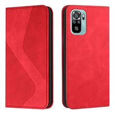 Funda de Cuero Cartera con Soporte Carcasa H03X para Xiaomi Redmi Note 10S 4G Rojo