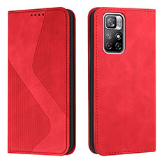 Funda de Cuero Cartera con Soporte Carcasa H03X para Xiaomi Redmi Note 11 5G Rojo