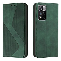 Funda de Cuero Cartera con Soporte Carcasa H03X para Xiaomi Redmi Note 11 Pro+ Plus 5G Verde