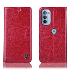 Funda de Cuero Cartera con Soporte Carcasa H04P para Motorola Moto G31 Rojo