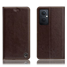 Funda de Cuero Cartera con Soporte Carcasa H04P para OnePlus Nord N20 5G Marron