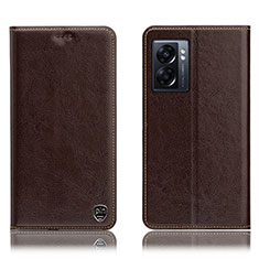 Funda de Cuero Cartera con Soporte Carcasa H04P para OnePlus Nord N300 5G Marron