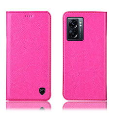 Funda de Cuero Cartera con Soporte Carcasa H04P para Oppo A57 5G Rosa Roja