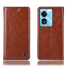 Funda de Cuero Cartera con Soporte Carcasa H04P para Oppo A78 5G Marron Claro