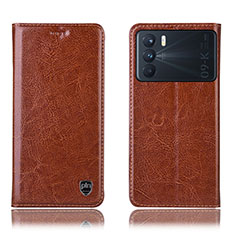 Funda de Cuero Cartera con Soporte Carcasa H04P para Oppo K9 Pro 5G Marron Claro