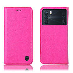 Funda de Cuero Cartera con Soporte Carcasa H04P para Oppo K9 Pro 5G Rosa Roja