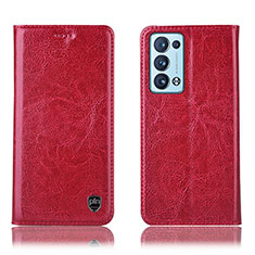 Funda de Cuero Cartera con Soporte Carcasa H04P para Oppo Reno6 Pro+ Plus 5G Rojo