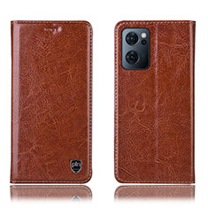 Funda de Cuero Cartera con Soporte Carcasa H04P para Oppo Reno7 5G Marron Claro